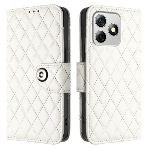 Pour Ulefone Note 18 Étui de téléphone en cuir à texture ultra rhombique avec lanière (blanc) SH402D1296-07
