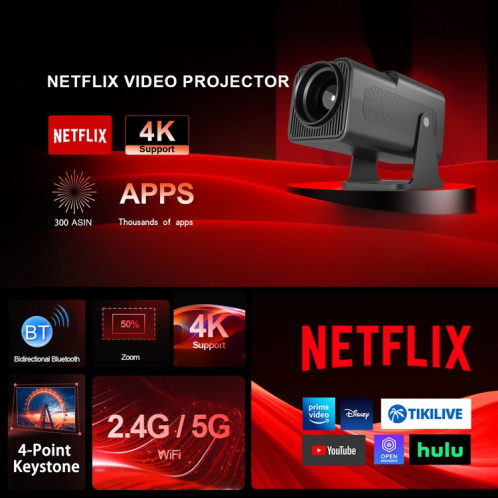 Y6S 4K Android 12.0 Portable Home HD Mini WiFi Projecteur () SH701B1431-013