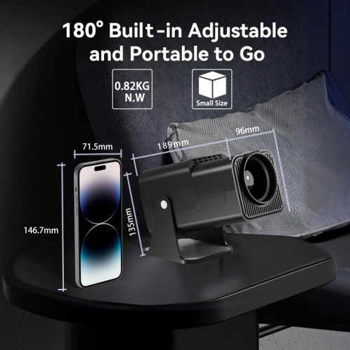 Y6S 4K Android 12.0 Portable Home HD Mini WiFi Projecteur () SH701B1431-013