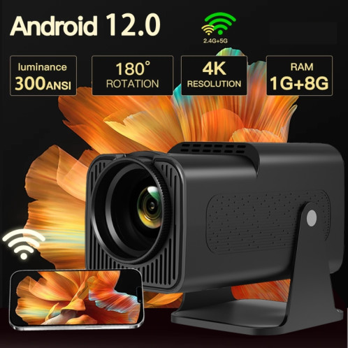 Y6S 4K Android 12.0 Portable Home HD Mini WiFi Projecteur () SH701B1431-013