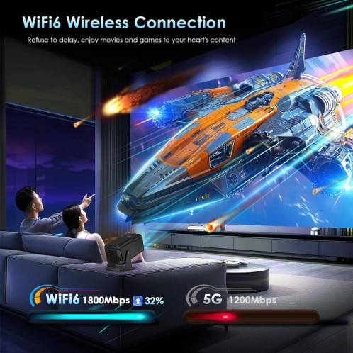 Y6S 4K Android 12.0 Portable Home HD Mini WiFi Projecteur () SH701B1431-013