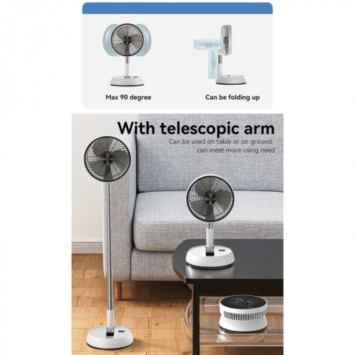 Ventilateur de sol télescopique pliable Yesido YF11 (blanc) SY001A1527-012
