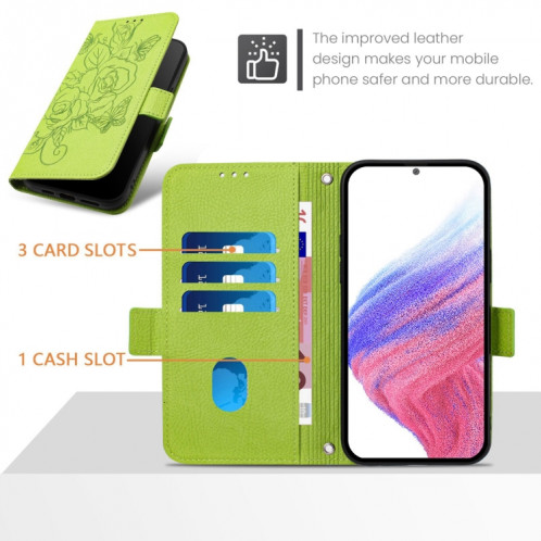 Pour Ulefone Note 14 Étui de téléphone en cuir antivol RFID en relief rose (vert) SH101A1907-07
