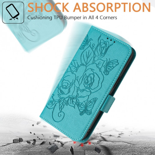 Pour Ulefone Note 14 Étui de téléphone en cuir antivol Rose en relief RFID (bleu clair) SH101C740-07