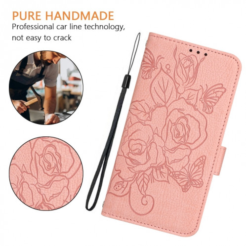 Pour Ulefone Note 14 Étui de téléphone en cuir antivol Rose en relief RFID (rose) SH101D697-07