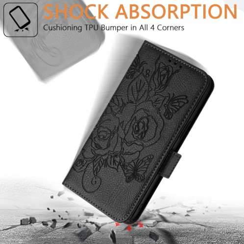 Pour Ulefone Note 14 Étui de téléphone en cuir antivol Rose en relief RFID (Noir) SH101F321-07