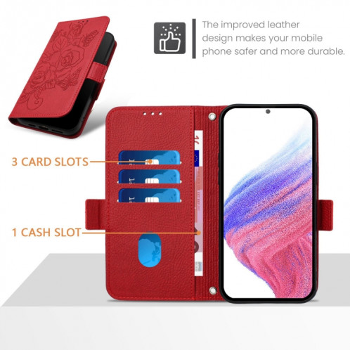 Pour Ulefone Note 18 Ultra Étui de téléphone en cuir antivol RFID en relief rose (rouge) SH102B125-07
