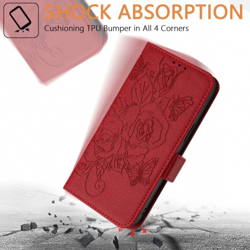 Pour Ulefone Note 18 Ultra Étui de téléphone en cuir antivol RFID en relief rose (rouge) SH102B125-07