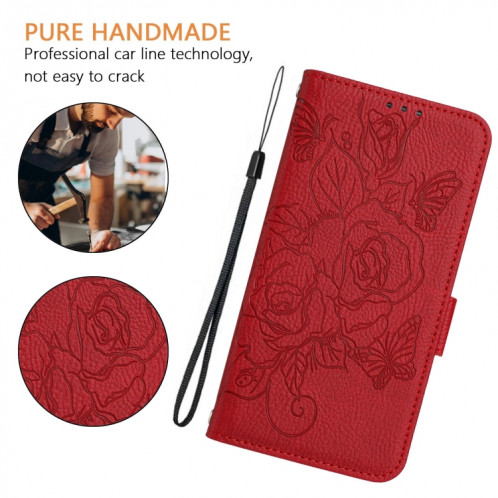Pour Ulefone Note 18 Ultra Étui de téléphone en cuir antivol RFID en relief rose (rouge) SH102B125-07