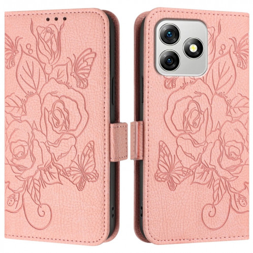 Pour Ulefone Note 18 Ultra Étui de téléphone en cuir antivol RFID en relief rose (rose) SH102D1029-07