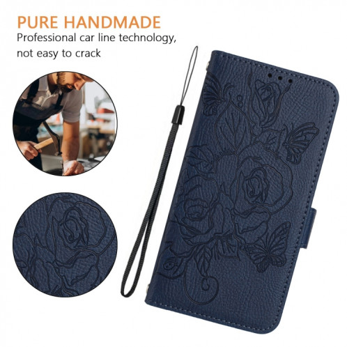 Pour Ulefone Note 18 Ultra Étui de téléphone en cuir antivol RFID en relief rose (bleu foncé) SH102E642-07