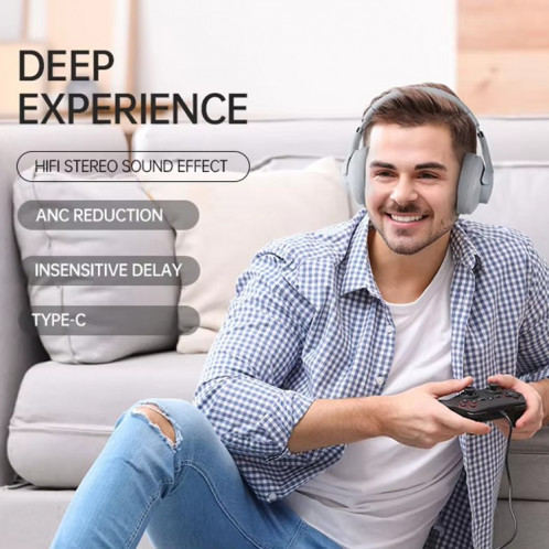 Casque sans fil Bluetooth 5.3 à réduction de bruit BT048 ANC (bleu clair) SH401D1926-09