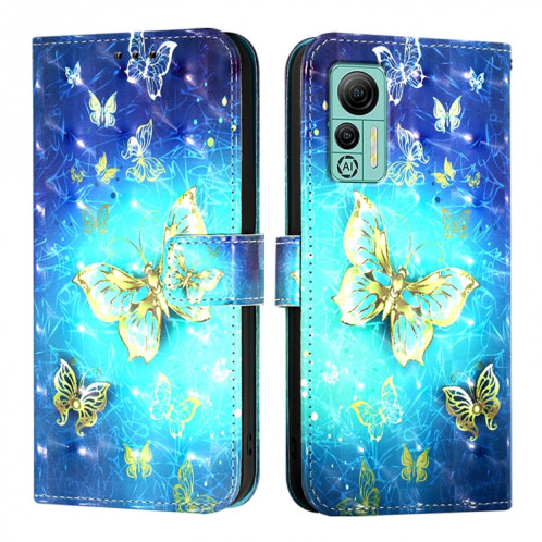 Pour Ulefone Note 14 Étui de téléphone en cuir à rabat horizontal avec peinture 3D (Papillon doré) SH801A1145-06