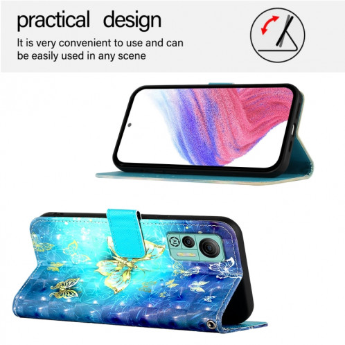 Pour Ulefone Note 14 Étui de téléphone en cuir à rabat horizontal avec peinture 3D (Papillon doré) SH801A1145-06
