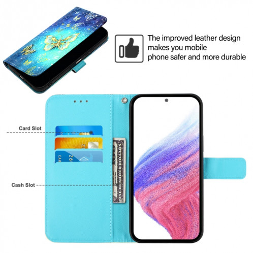 Pour Ulefone Note 14 Étui de téléphone en cuir à rabat horizontal avec peinture 3D (Papillon doré) SH801A1145-06