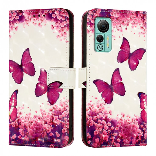 Pour Ulefone Note 14 Étui de téléphone en cuir à rabat horizontal avec peinture 3D (Papillon rose) SH801B1718-06