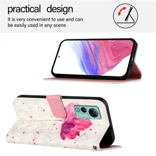 Pour Ulefone Note 14 Étui de téléphone en cuir à rabat horizontal avec peinture 3D (Fleur) SH801E619-06