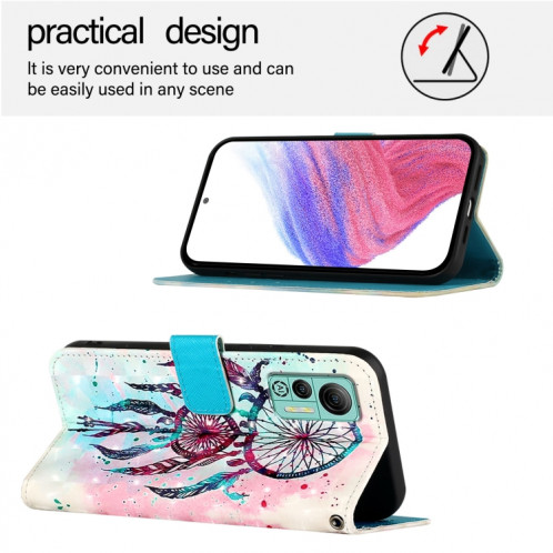 Pour Ulefone Note 14 Étui de téléphone en cuir à rabat horizontal avec peinture 3D (carillons éoliens en forme de goutte de couleur) SH801F267-06