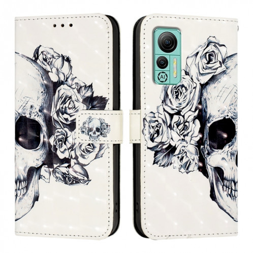 Pour Ulefone Note 14 Étui de téléphone en cuir à rabat horizontal avec peinture 3D (crâne) SH801G1514-06