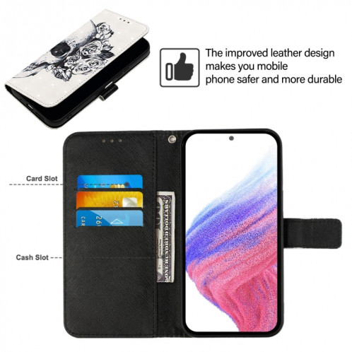 Pour Ulefone Note 14 Étui de téléphone en cuir à rabat horizontal avec peinture 3D (crâne) SH801G1514-06