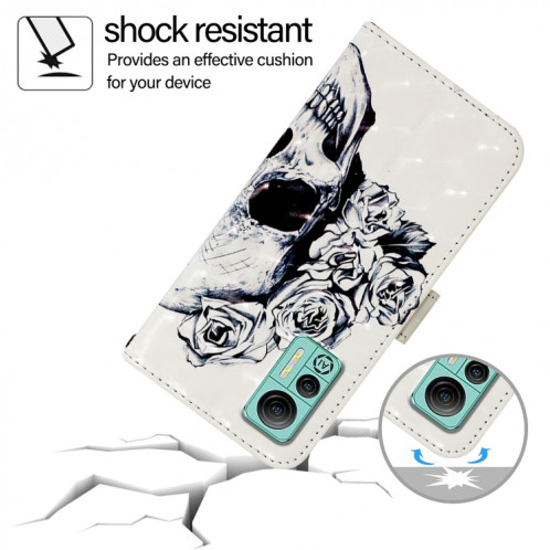 Pour Ulefone Note 14 Étui de téléphone en cuir à rabat horizontal avec peinture 3D (crâne) SH801G1514-06