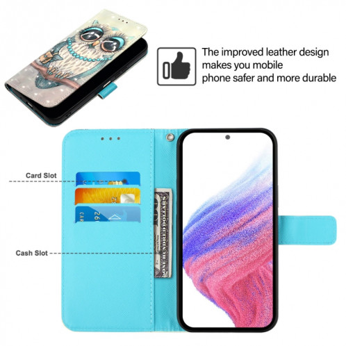 Pour Ulefone Note 14 Étui de téléphone en cuir à rabat horizontal avec peinture 3D (Chouette grise) SH801H754-06