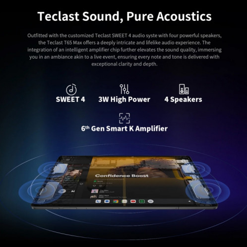 Tablette PC Teclast T65 Max 13 pouces, 8 Go + 256 Go, Android 14 MediaTek Helio G99 Octa Core, 4G LTE double SIM ST7201802-030