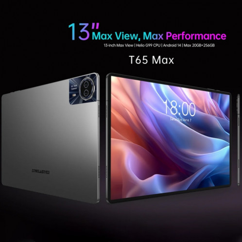 Tablette PC Teclast T65 Max 13 pouces, 8 Go + 256 Go, Android 14 MediaTek Helio G99 Octa Core, 4G LTE double SIM ST7201802-030