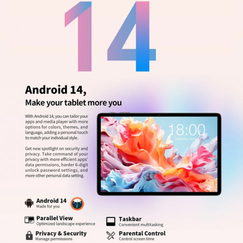 Tablette PC Teclast P30T 10,1 pouces WiFi6, 4 Go + 128 Go, Android 14 Allwinner A523 Octa Core ST0601901-020