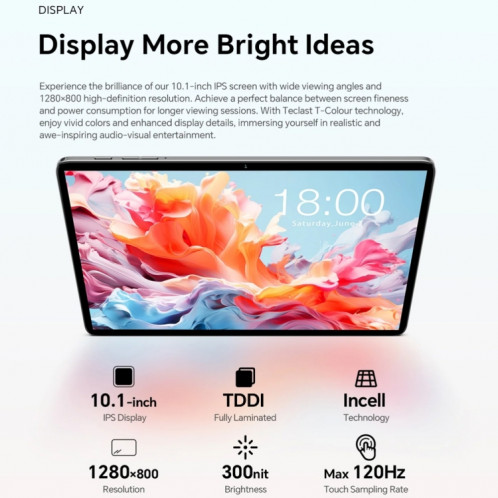 Tablette PC Teclast P30T 10,1 pouces WiFi6, 4 Go + 128 Go, Android 14 Allwinner A523 Octa Core ST0601901-020