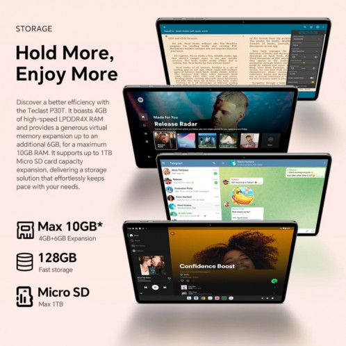 Tablette PC Teclast P30T 10,1 pouces WiFi6, 4 Go + 128 Go, Android 14 Allwinner A523 Octa Core ST0601901-020