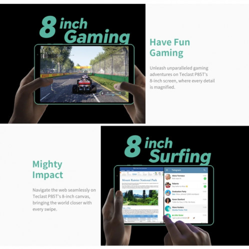 Teclast P85T Tablette PC 8 pouces WiFi6, 4 Go + 64 Go, Android 14 Allwinner A523 Octa Core (vert menthe) ST401A606-020