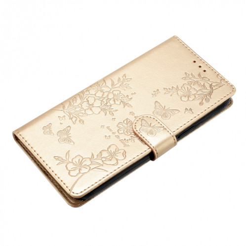 Pour Ulefone Note 14 Étui de téléphone en cuir gaufré avec fleur d'amour papillon (or) SH301A650-06