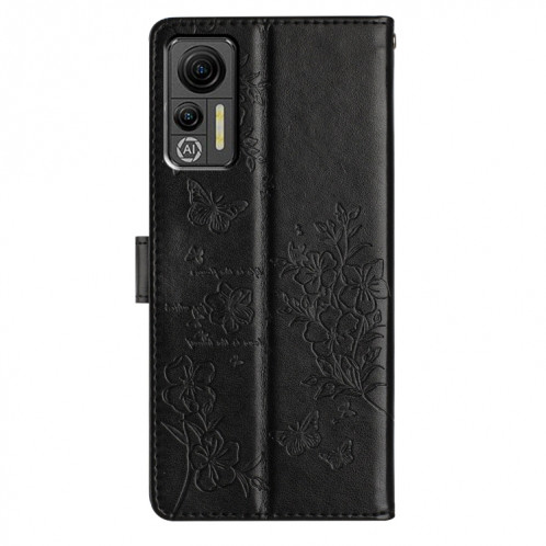 Pour Ulefone Note 14 Étui de téléphone en cuir gaufré avec fleur d'amour papillon (noir) SH301B187-06