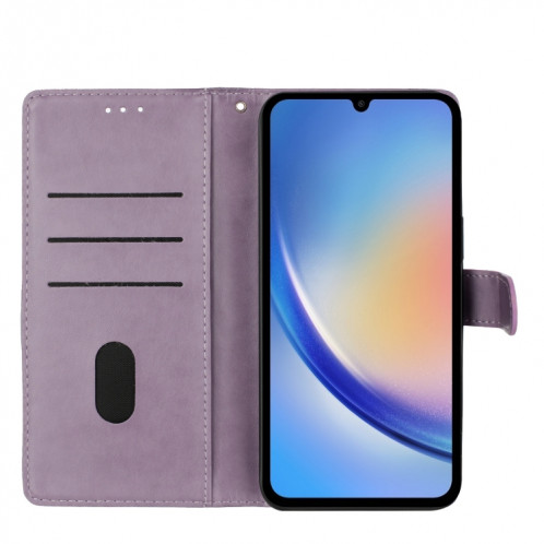 Pour Ulefone Note 14 Étui de téléphone en cuir gaufré avec motif papillon et fleur (violet) SH301E851-06