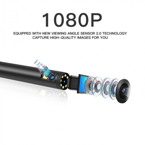 Endoscope numérique WiFi étanche à double caméra F280 1080P IP68, longueur: 5 m de câble dur (noir) SH902A1654-011