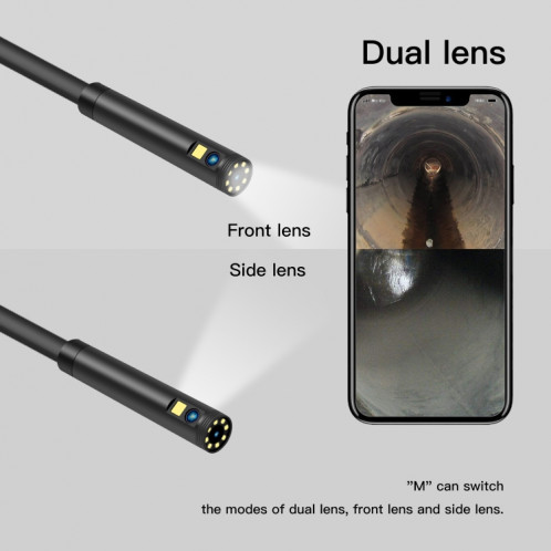 Endoscope numérique WiFi F280 1080P IP68 étanche à double caméra, longueur: 10 m de câble dur (noir) SH903A1808-011