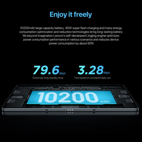 Tablette WiFi Lenovo Xiaoxin Pad Pro 12,7 pouces 2025, 8 Go + 256 Go, ZUI 16, MediaTek Dimensity 8300 Octa Core, prise en charge de l'identification des empreintes digitales et du visage (gris foncé) SL102A1178-016