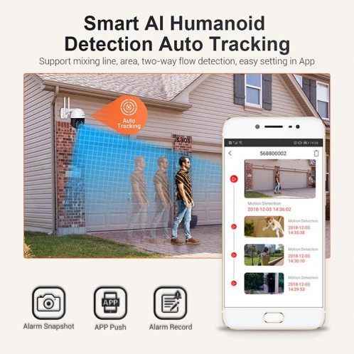 Caméra IP WiFi intelligente ESCAM QF518 5MP, prise en charge de la détection humanoïde AI / suivi automatique / vision nocturne à double lumière / stockage en nuage / carte audio bidirectionnelle / TF, prise: prise SE604A540-018