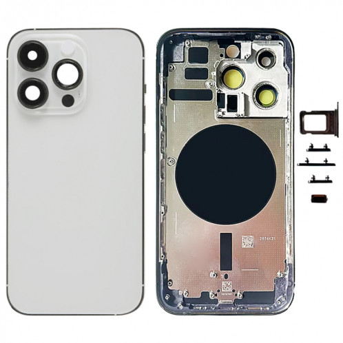 Pour iPhone 14 Pro Cache arrière de batterie avec touches latérales et plateau de carte, Version : Version chinoise (argent) SH802D1304-08