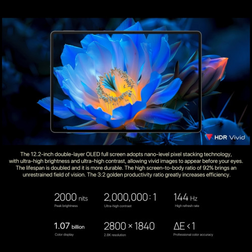HUAWEI MatePad Pro 12,2 pouces Écran Soft Light WiFi, 12 Go + 256 Go, HarmonyOS 4.2 Hisilicon Kirin 9010W (Or) SH201A1179-017