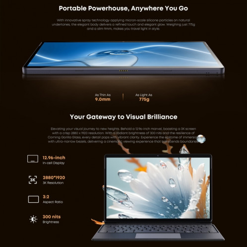 Tablette PC CHUWI Hi10 Max, 12 Go + 512 Go, 12,96 pouces, Windows 11 Intel Arder Lake N100 Quad Core WiFi6 SC83011305-011