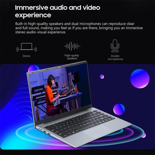 Ordinateur portable Windows 11 14 pouces, 8 Go + 512 Go, processeur Intel Core i5 de 4e génération, axe de rotation à 180 degrés (argent) SH003A651-018