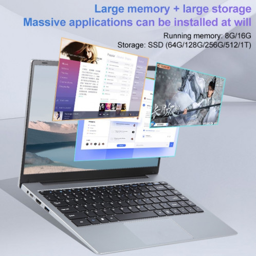 Ordinateur portable Windows 11 14 pouces, 8 Go + 512 Go, processeur Intel Core i5 de 4e génération, axe de rotation à 180 degrés (argent) SH003A651-018