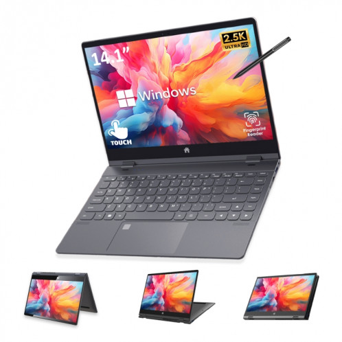 Ordinateur portable Yoga GXMO Y140N 14,1 pouces, 16 Go + 1 To, Windows 11 Intel Alder Lake N95 Quad Core, prise en charge du déverrouillage par empreinte digitale (gris métallisé) SG901A1782-08
