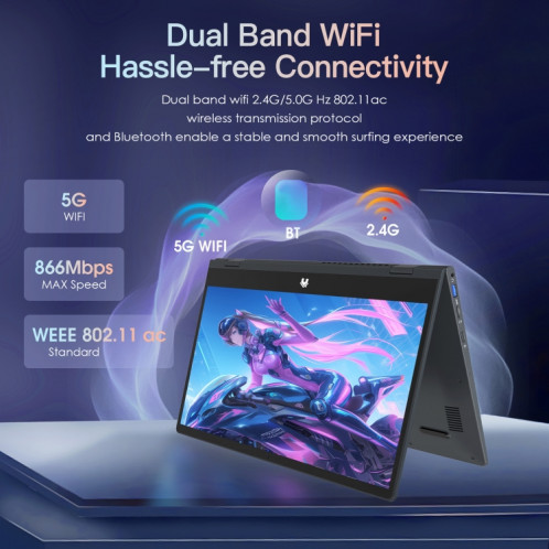 Ordinateur portable Yoga GXMO Y140N 14,1 pouces, 16 Go + 1 To, Windows 11 Intel Alder Lake N95 Quad Core, prise en charge du déverrouillage par empreinte digitale (gris métallisé) SG901A1782-08