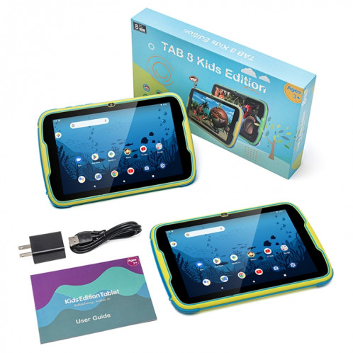 Tablette WiFi pour enfants UNIWA Boxchip Tab 8, 4 Go + 64 Go, 8 pouces Android 13 Allwinner A523 Octa Core CPU Prise en charge Google Play (Bleu) SU801A1238-010