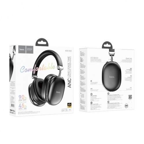 Casque de jeu Bluetooth à réduction active du bruit hoco W35 Max BT5.4 ANC (noir) SH001A972-08