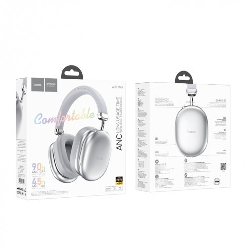 Casque de jeu Bluetooth à réduction active du bruit hoco W35 Max BT5.4 ANC (argent) SH001B1910-08