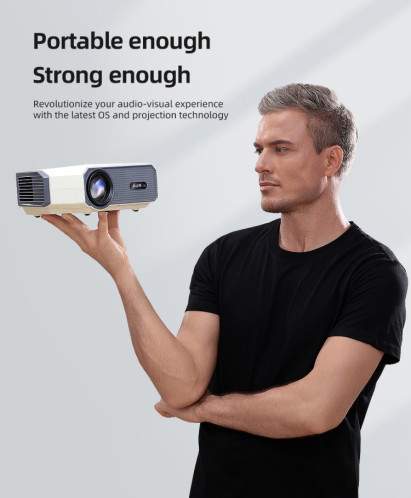 AUN A004 Pro Projecteur LCD portable 1920 x 1080P 9000 Lumen Android 9.0, prise américaine (blanc) SA501A608-016